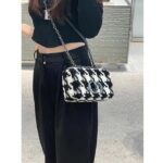 Dior Women Medium Dior Caro Bag Black White Macro Houndstooth Fabric – Image 10