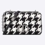 Dior Women Medium Dior Caro Bag Black White Macro Houndstooth Fabric