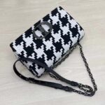 Dior Women Medium Dior Caro Bag Black White Macro Houndstooth Fabric – Image 3