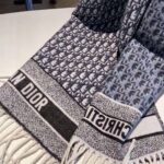 Dior Women Oblique Scarf Navy Blue Cashmere - Imagen 5