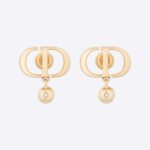 Dior Petit CD-örhängen för kvinnor i guldfärgad metall och vita kristaller