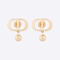 Dior Women Petit CD Earrings Gold-Finish Metal and White Crystals (1)