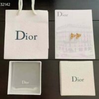 Dior Women Petit CD Earrings Gold-Finish Metal and White Crystals (1)