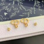 Dior Women Petit CD Earrings Gold-Finish Metal and White Crystals - Bild 2