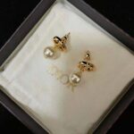 Dior Women Petit CD Earrings Gold-Finish Metal and White Resin Pearls – Image 4