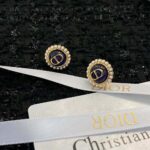 Dior Women Petit CD Studs Earrings Gold-Finish Metal and White Resin Pearls with Black Glass - Image 3