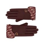 Dior Damen Sattelhandschuhe Marineblau Glattes Lammleder