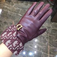 Dior Women Saddle Gloves Navy Blue Smooth Lambskin (1)