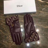 Dior Women Saddle Gloves Navy Blue Smooth Lambskin (1)