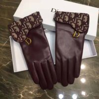 Dior Women Saddle Gloves Navy Blue Smooth Lambskin (1)