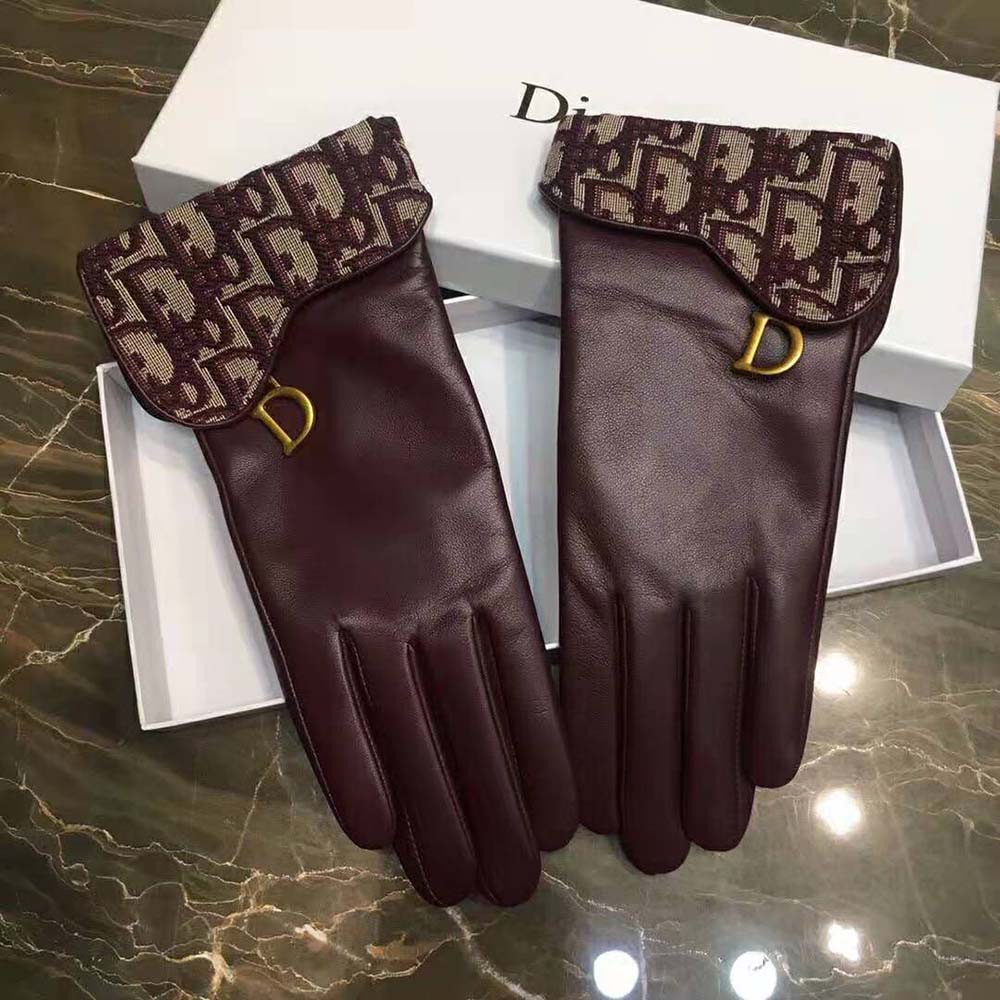 Dior Women Saddle Gloves Navy Blue Smooth Lambskin (8)