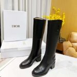 Dior Women Shoes CD D-Folk Heeled Boot Black Perforated Calfskin 4.5 Cm Heel - Image 4