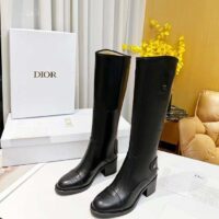 Dior Women Shoes CD D-Folk Heeled Boot Black Perforated Calfskin 4.5 Cm Heel (9)