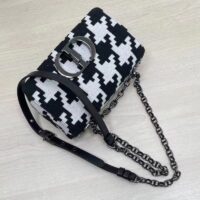 Dior Women Small Dior Caro Bag Black White Macro Houndstooth Fabric (1)