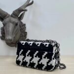 Dior Women Small Dior Caro Bag Black White Macro Houndstooth Fabric – Image 6