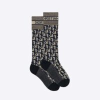 Dior Women Socks Blue and Ecru Dior Oblique Technical Cotton (1)