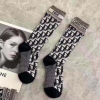 Dior Women Socks Blue and Ecru Dior Oblique Technical Cotton (1)