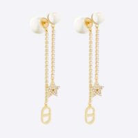 Dior Women Tribales Earrings Gold-Finish Metal White Resin Pearls and White Crystals (1)