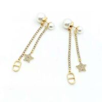 Dior Women Tribales Earrings Gold-Finish Metal White Resin Pearls and White Crystals (1)