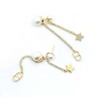 Dior Women Tribales Earrings Gold-Finish Metal White Resin Pearls and White Crystals (1)