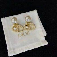 Dior Women Tribales Earrings Gold-Finish Metal and White Resin Pearls (1)