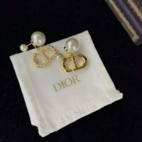 Dior Women Tribales Earrings Gold-Finish Metal and White Resin Pearls (1)