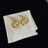 Dior Women Tribales Earrings Gold-Finish Metal and White Resin Pearls (1)