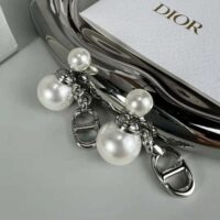 Dior Women Tribales Earrings Silver-Finish Metal with White Resin Pearls (1)