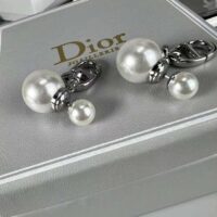 Dior Women Tribales Earrings Silver-Finish Metal with White Resin Pearls (1)
