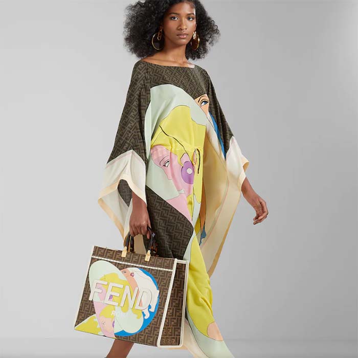 Fendi FF Women Sunshine Medium FF Glazed Fabric Shopper Inlay (7)