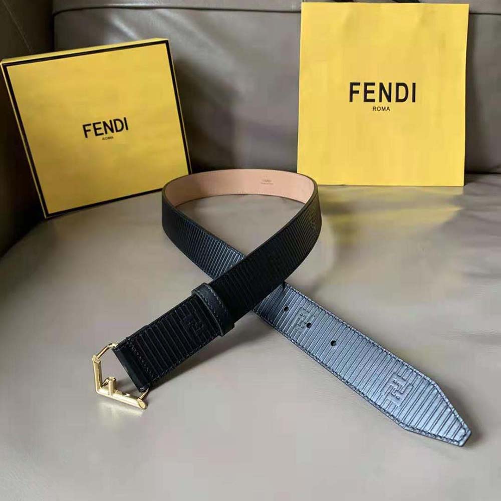 Fendi Men Black Leather Belt (2)