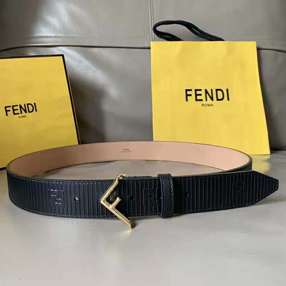Fendi Men Black Leather Belt (5)
