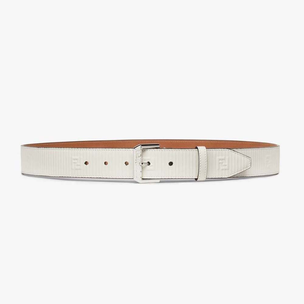 Fendi Men White Leather Belt