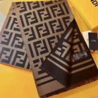 Fendi Women Black Wool and Silk Scarf (1)