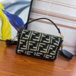 Fendi Women FF Baguette Black Raffia Back Crocheted FF – Image 4