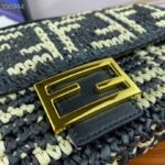 Fendi Women FF Baguette Black Raffia Back Crocheted FF – Image 6