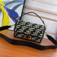 Fendi Women FF Baguette Black Raffia Back Crocheted FF (2)