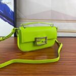 Fendi Women FF Baguette Phone Pouch Acid Green Silk Pouch - Image 3