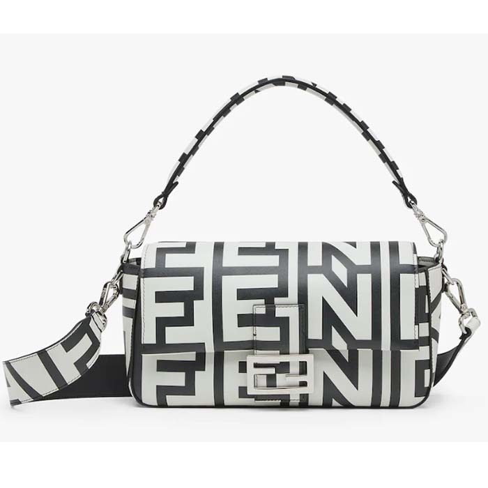 Fendi Women FF Baguette Two-Tone Leather Fendi Roma Capsule Bag