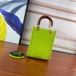 Fendi Women FF Mini Sunshine Shopper Acid Green Leather Mini Bag - Image 3