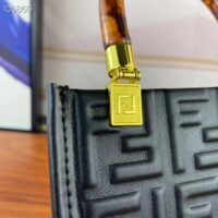 Fendi Women FF Mini Sunshine Shopper Black Leather Mini Bag (2)