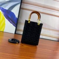 Fendi Women FF Mini Sunshine Shopper Black Leather Mini Bag (2)