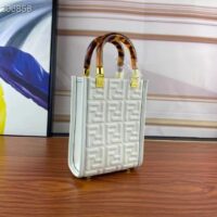 Fendi Women FF Mini Sunshine Shopper White Leather Mini Bag (5)