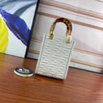 Fendi Women FF Mini Sunshine Shopper White Leather Mini Bag - Image 3
