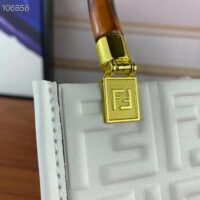 Fendi Women FF Mini Sunshine Shopper White Leather Mini Bag (5)