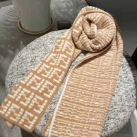 Fendi Women FF Scarf Beige Cashmere Scarf (1)