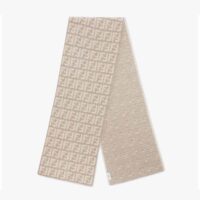 Fendi Women FF Scarf Dove Gray Cashmere Scarf