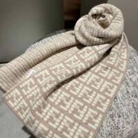 Fendi Women FF Scarf Dove Gray Cashmere Scarf (1)