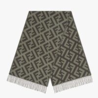 Fendi Women FF Scarf Green Cashmere Scarf (1)