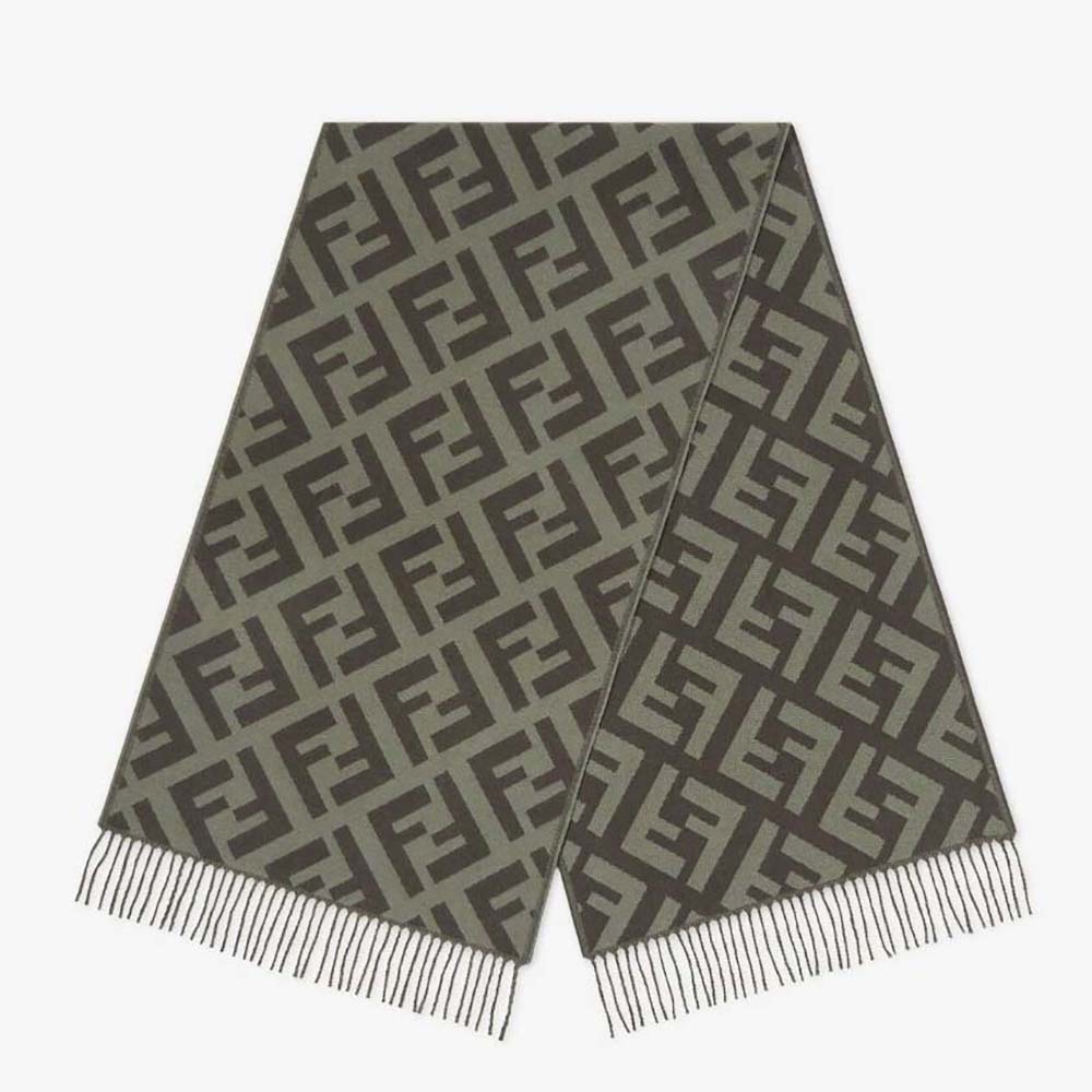 Fendi Women FF Scarf Green Cashmere Scarf